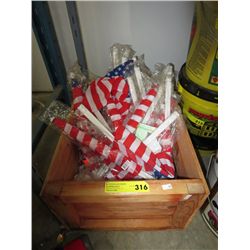 Wooden crate of car window US flags