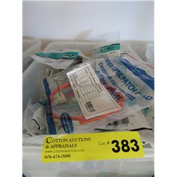 Tote of electrical connectors, cables, etc.