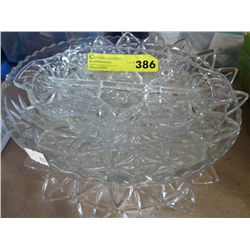 Five pieces of pressed glass