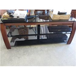 Smoke glass TV stand with shelves