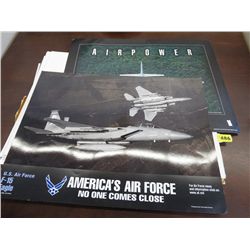 Assorted size posters of military aircraft