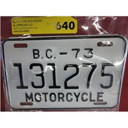 1973 BC motorcycle license plate