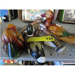 Five decorative duck carvings
