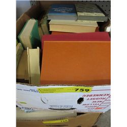 Box of hardcover & paperback books