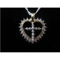 Sterling silver heart necklace with diamonds