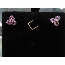New Ladies round cut amethyst & diamond earrings
