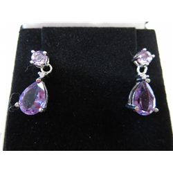 Pear cut amethyst & diamond drop earrings.