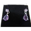 Image 1 : Pear cut amethyst & diamond drop earrings.