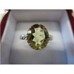 5.09 carat yellow topaz & .03 carat diamond ring