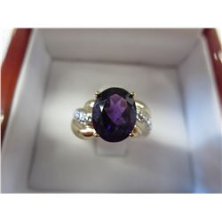 Amethyst & diamond gold clad cocktail ring