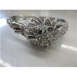 Ladies white crystal studded lion bangle
