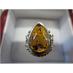 Baltic amber sterling silver ring