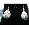 Image 1 : Sterling silver oval cut emerald earrings