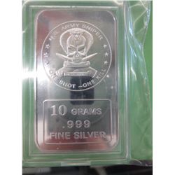 .999 solid silver US army art bar