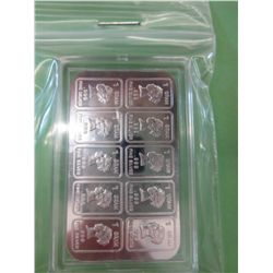 Uncut sheet of 10 Queen Elizabeth bars