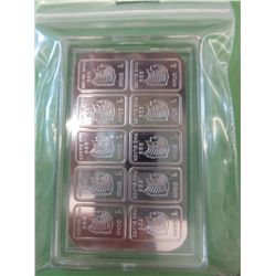 .999 silver uncut sheet of Indian head bars
