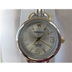 Ladies silver tone diamond embassy watch.