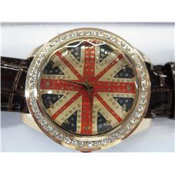 Crystal studded English flag watch