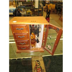4 drawer jewelry box & contents.