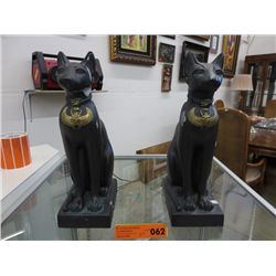 A pair of Egyptian Bast statues