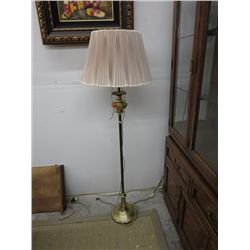 Brass floor lamp, clean shade