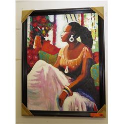 Framed paint on canvas of a woman