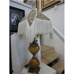 Vintage - pressed amber glass table lamp