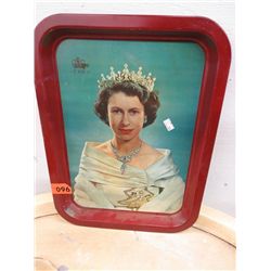 1953 Commemorative tin tray, young Queen Elizabeth