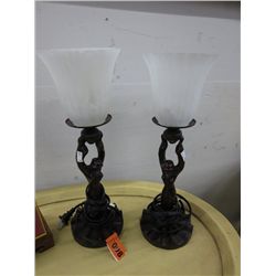 Pair of art deco bronze accent lamps.