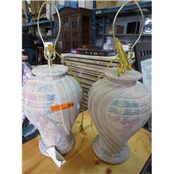 Pair of unglazed pottery lamp bases