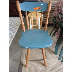 Wood counter height chair, painted seat and back