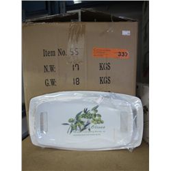 Case of glazed ceramic tray s with olive motif