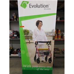 Portable roll up advertising sign in carrying case