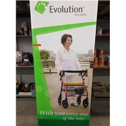 Portable roll up advertising sign in carrying case
