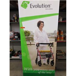 Portable roll up advertising sign in carrying case