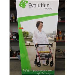 Portable roll up advertising sign in carrying case