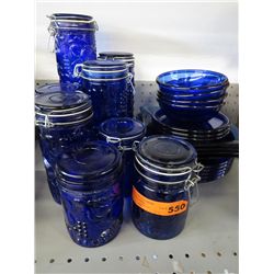 24 pieces of blue glass