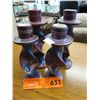 Image 1 : Four carved soapstone candlestick