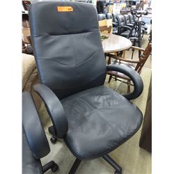 Black leather swivel office chair, adjustable