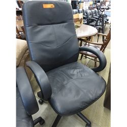 Black leather swivel office chair, adjustable