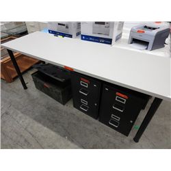 White table with metal legs