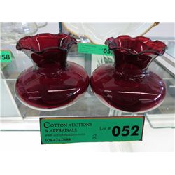 A pair of Ruby Glass vases 3" tall, 4" dia.