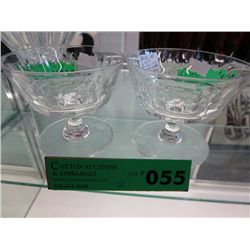 Pair of cut crystal dessert glasses - Vintage