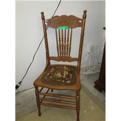 Antique carved back Canadiana chair