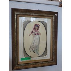 Framed petite point Pink Lady
