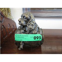 Bronze statue - "Spaniel on Barrel"