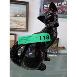 Vintage 1970's glazed red & black ceramic cat