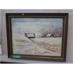Paint on canvas snow scene