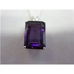 Emerald-cut Amethyst Solitaire Pendant
