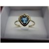 Image 1 : Blue topaz & diamond ring, 10KT yellow gold